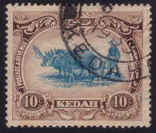 KEDAH 1921 10c Oxen&Plow Wmk.MSCA Sc#33 USED @N339 - Kedah