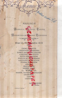 27- LES ANDELYS- MENU HOTEL PAGNIERRE- MARIAGE GEORGES PARISSE ET JEANNE PAGNIERRE-15 NOVEMBRE 1919- ANDRE VIEL - Menus
