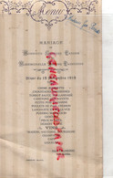 27- LES ANDELYS- MENU HOTEL PAGNIERRE- MARIAGE GEORGES PARISSE ET JEANNE PAGNIERRE-15 NOVEMBRE 1919- MME PARISSE - Menú