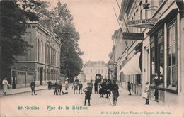 CPA St Nicolas - Rue De La Station - W V S Edit Poot Tabacs Et Cigares - Tres Animé - 1918 - Saint-Nicolas