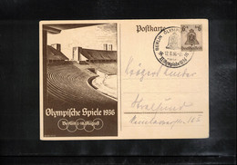 Germany / Deutschland 1936 Olympic Games Berlin Interesting Postcard Olympic Stadion Postmark - Zomer 1936: Berlijn