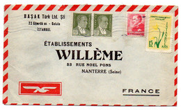 TURQUIE-- 1956--Lettre De ISTANBUL  Pour NANTERRE-92 (France) .....timbres Sur Lettre ....cachet - Brieven En Documenten