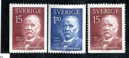 327 Sweden 1959 Scott 547/49 -m* (Offers Welcome!) - Unused Stamps