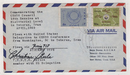 COMMEMORATING THE CENTO COUNCIL 18 TH SESION AT MINISTERIAL LEVEL IN TEHERAN IRAN APPRIL 1969 ,BOEING 707 AIRCRAFT - Storia Postale