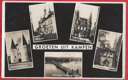 NL.- GROETEN UIT KAMPEN. STADHUIS, BROEDERPOORT, KOORNMARKTPOORT, PANORAMA IJSSELBRUG, CELLEBROEDERSPOORT. 1943 - Souvenir De...