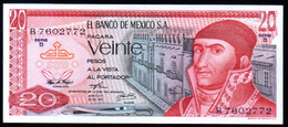 MEXICO 20 Pesos ( MORELOS ) 29/12/1972 Serie B B7602772 Pick-64a UNC - Mexique