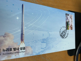 Korea Stamp Space 2022 FDC Successful Launch Of Nuri - Asia