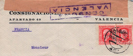 ESPAGNE FRANCE LETTRE CENSURE RÉPUBLICAINE CENSURA VALENCIA  1937 / CONSIGNACIONES MARITIMAS - Republikanische Zensur
