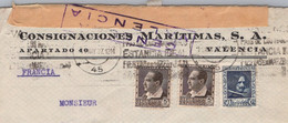 ESPAGNE FRANCE LETTRE CENSURE RÉPUBLICAINE CENSURA VALENCIA  1937 / CONSIGNACIONES MARITIMAS - Republikeinse Censuur