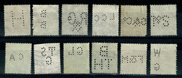 Ref 1589 - 12 X GB  - KGV Perfins Stamps - Perforés