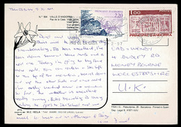 Ref 1590 - 1992 Postcard - Skiing In Andorra - Pas De La Casa Postmark Fr 3.20 Rate To UK - Brieven En Documenten
