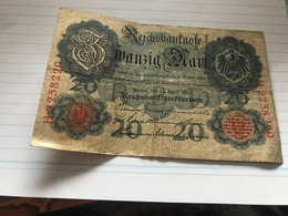 Papiergeld Banknote Reichbanknote 20 Mark 1910 - 20 Mark