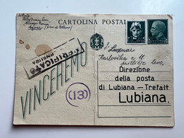 WWII 1942 Stationary Sent To Lubiana - Trefalt , With Censorship Stamp "verificato Per Censura" (No 1917) - Ljubljana