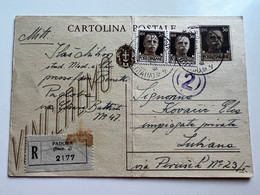 WWII 1942 Stationary Card With R Label And Stamp PADOVA Sent To Provinz Lubiana (No 1918) - Lubiana