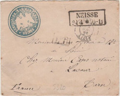 GUERRE DE 1870 - Marque Du Camp De NEISSE (Allemagne) Sur Lettre Pour La FRANCE - War 1870