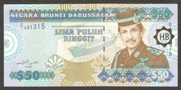 Brunei Darussalam 50 Ringgit Dollars HB Gold Emboss S Hassanal Bolkiah 1996 UNC- - Brunei