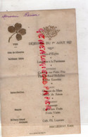 27- ECOUIS- MENU HOTEL LIEUBRAY - M. PARISSE DEJEUNER DU 1 ER AOUT 1927-COTE DE LIBOURNE-IMPRIMERIE JOURNAL LES ANDELYS - Menükarten