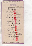 27- ECOUIS- MENU 1 ERE COMMUNION DE ROBERT PARISSE LES ANDELYS- A. PAGNIERRE 10 MAI 1931 - Menus