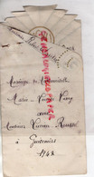 27-GUISENIERS- RARE MENU MARIAGE MARIE LOUISE LEROY ET LUCIEN ROUSSEL 1942-ROBERT PARISSE LES ANDELYS- - Menus