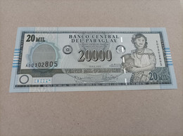 Billete Paraguay 20000 Guaraníes, Nº Bajisimo Y Serie A00302805, Año 2005, UNC - Paraguay