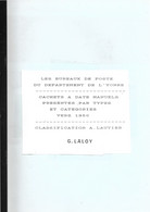 Catalogue Des Cachets Manuels De L'Yonne, Décénie 1950,  étude De G.Laloy, - Frankrijk