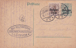 383-24Belgische Briefkaart 28-1-1917 Naar Brussel Met Censuurstempel Ctr. Militarische Ueberwachungsstelle  *Lüttich* - Deutsche Besatzung