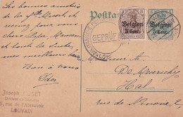 383-25Belgisch Briefkaart P6 26-8-1916 Naar Hal Met Censuurstempel: Geprüft Militarische Postüberwachungsstelle Löwen - Ocupación Alemana