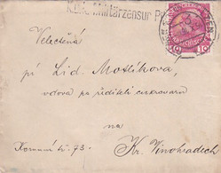 383-34Brief Van Pilsen Nach Vinohradech. Zensurstempel: K.u.K. Militairzensur Pilsen 3 - Sobres