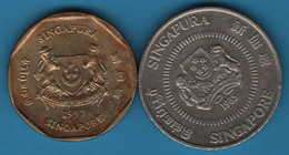 SINGAPORE 50 CENTS + 1 DOLLAR 1985 - 1997 - Singapour