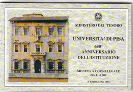 ITALIA 1993  5000 Lire AG Fdc Università Di Pisa - 5 000 Liras