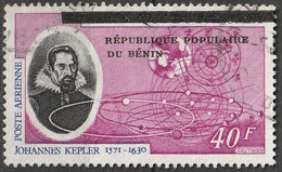 Timbre PA Oblitéré N° 346(Yvert) Bénin 1985 - Johannes Kepler Surchargé - Benin - Dahomey (1960-...)