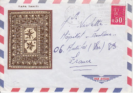 Lettre Par Avion Illustrée "Tapa Tahiti" Obl. Secap Poste Aux Armées Le 8/5/71 Sur 0,50 Béquet Pour Antibes - Briefe U. Dokumente