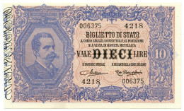 10 LIRE BIGLIETTO DI STATO EFFIGE UMBERTO I 03/06/1925 FDS - Regno D'Italia – Other