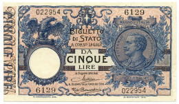 5 LIRE BIGLIETTO DI STATO VITTORIO EMANUELE III FLOREALE 10/07/1924 SPL - Sonstige