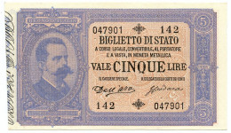 5 LIRE BIGLIETTO DI STATO EFFIGE UMBERTO I 01/03/1883 SUP - Andere