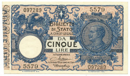 5 LIRE BIGLIETTO DI STATO VITTORIO EMANUELE III FLOREALE 24/02/1922 QFDS - Sonstige