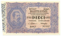 10 LIRE BIGLIETTO DI STATO EFFIGE UMBERTO I 19/05/1923 FDS-/FDS - Andere