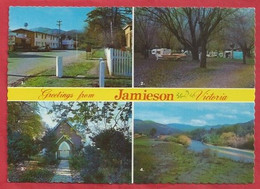 AU.- AUSTRALIA. GREETINGS FROM JAMIESON VICTORIA. THE MAIN STREET, CARAVAN PARK, METHODIST CHURCH, JAMIESON RIVER. - Souvenir De...