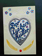 Herz, Der Lieben Mutter, Muttertag, Prägekarte, Rückseite Beschrieben - Fête Des Mères