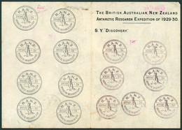 1929-30 Antarctic Expedition Official Notepaper Inscribed The British Australian, New Zealand Antarctic Research Expedit - Andere & Zonder Classificatie