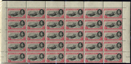 1949 1½d Black & Rose-carmine Complete Sheet Broken Into Two Halves Horizontally Incl. 'Davit' Flaw (R5/1) & 'cut Mast & - Andere & Zonder Classificatie