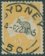 1915 Wide Crown 5s Grey & Yellow, FU With Sydney C.d.s, SG.30. (1) Cat. £350 - Andere & Zonder Classificatie