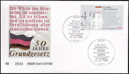 DEUTSCHLAND 1999 Mi-Nr. 2050 FDC - 1991-2000