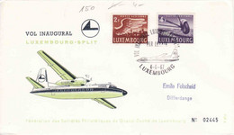 Luxembourg 1967, Par Avion LuxAir, Vol Inaugural Luxembourg - Split - Covers & Documents