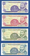 NICARAGUA - Set 4 Pcs - P.167, 168, 169, 170 – 1, 5, 10, 25 Centavos De Córdoba Nd (1991) UNC Serie See Photos - Nicaragua