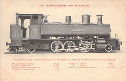 CPA Chemin De Fer - Les Locomotives Nord De L'Espagne - 105 F Fleury - Locomotive Tender à 6 Roues - Eisenbahnen