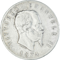 Monnaie, Italie, Vittorio Emanuele II, 5 Lire, 1874, Milan, TB+, Argent, KM:8.3 - 1861-1878 : Victor Emmanuel II