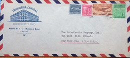 CUBA 1954, COVER USED TO USA , BUILDING ILLUSTRATE , POST, AIR PLANE,GATHER TOBACO, 4 STAMPS, HAVANA CITY CANCEL - Storia Postale