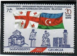 Georgia 2022 . Diplomatic Relations With Azerbaijan-30y (Flags). 1v - Georgia