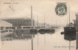 CPA - Belgique - Merxem - Merksem - De Dok - Phot. Em. Schrey - Oblitéré Anvers Gare Centre 1909 - Canal - Péniche - Altri & Non Classificati